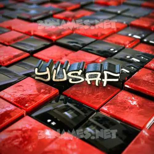yusaf in Red Checkered style - 3D name wallpaper