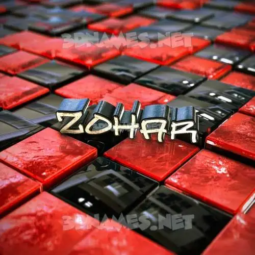 zohar in Red Checkered style - 3D name wallpaper