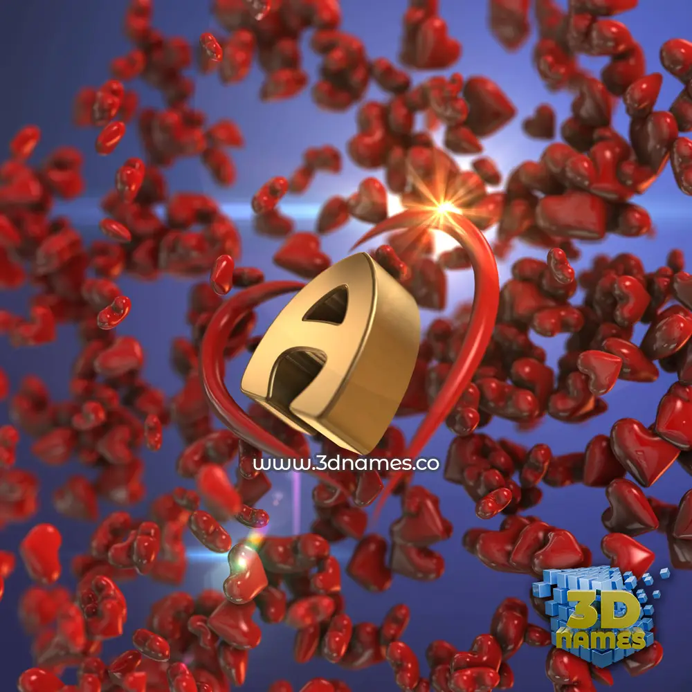 a in Hearts style - 3D name wallpaper
