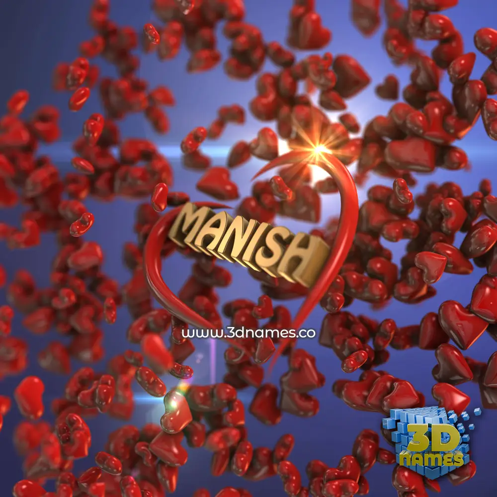 manish in Hearts style - 3D name wallpaper
