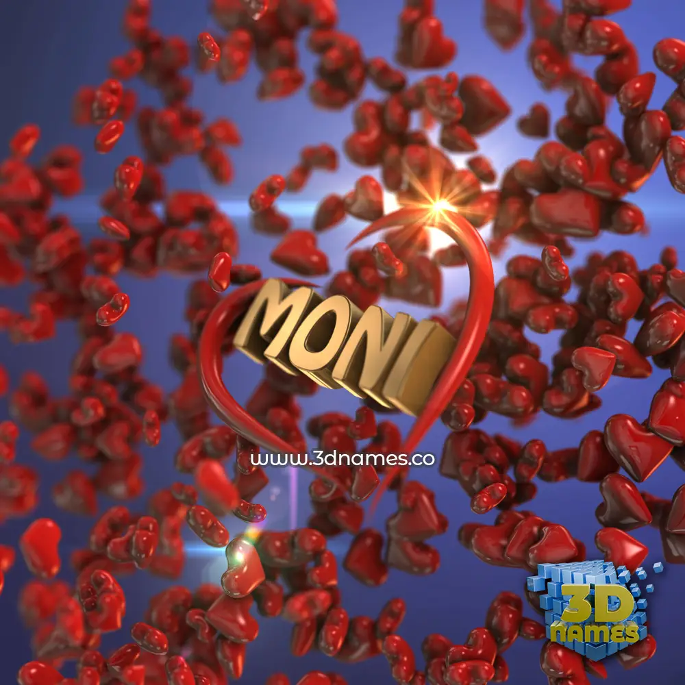 moni in Hearts style - 3D name wallpaper
