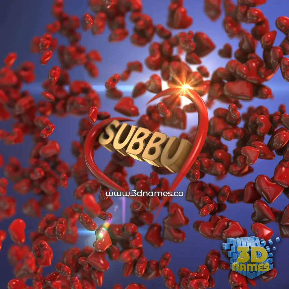 Preview of Hearts 3D name for "subbu"