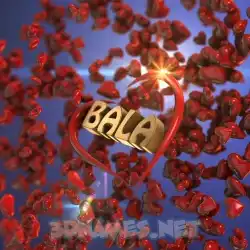bala in Hearts style - 3D name wallpaper