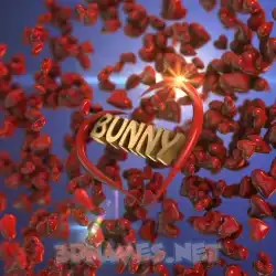 bunny in Hearts style - 3D name wallpaper
