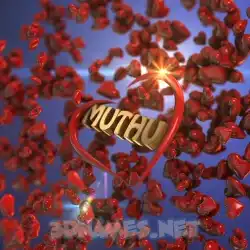 muthu in Hearts style - 3D name wallpaper