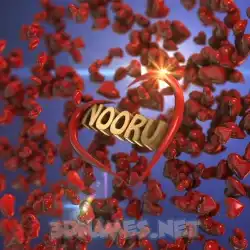 nooru in Hearts style - 3D name wallpaper