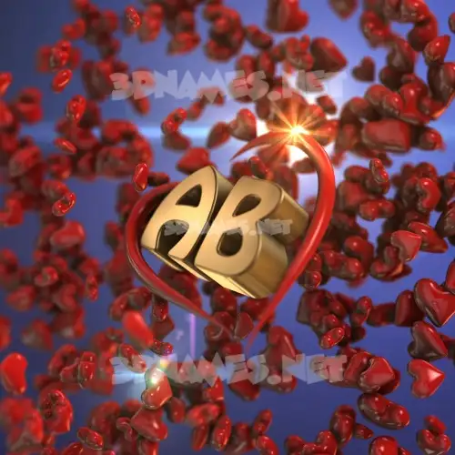 ab in Hearts style - 3D name wallpaper