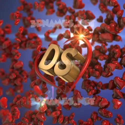 ds in Hearts style - 3D name wallpaper