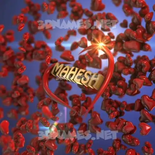 mahesh in Hearts style - 3D name wallpaper
