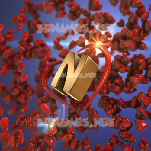 n in Hearts style - 3D name wallpaper