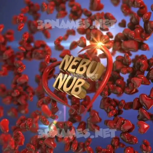 nebu nub in Hearts style - 3D name wallpaper