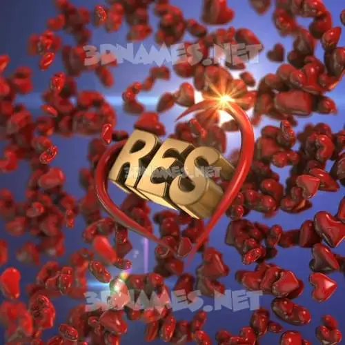 res in Hearts style - 3D name wallpaper