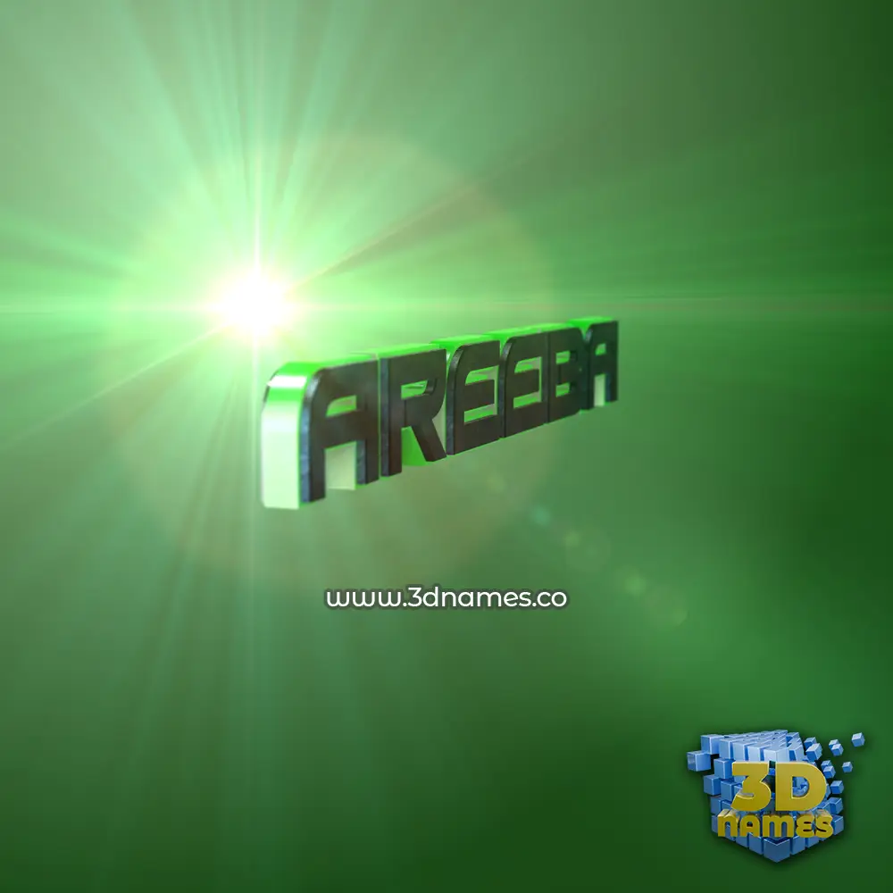 areeba in Green Light style - 3D name wallpaper
