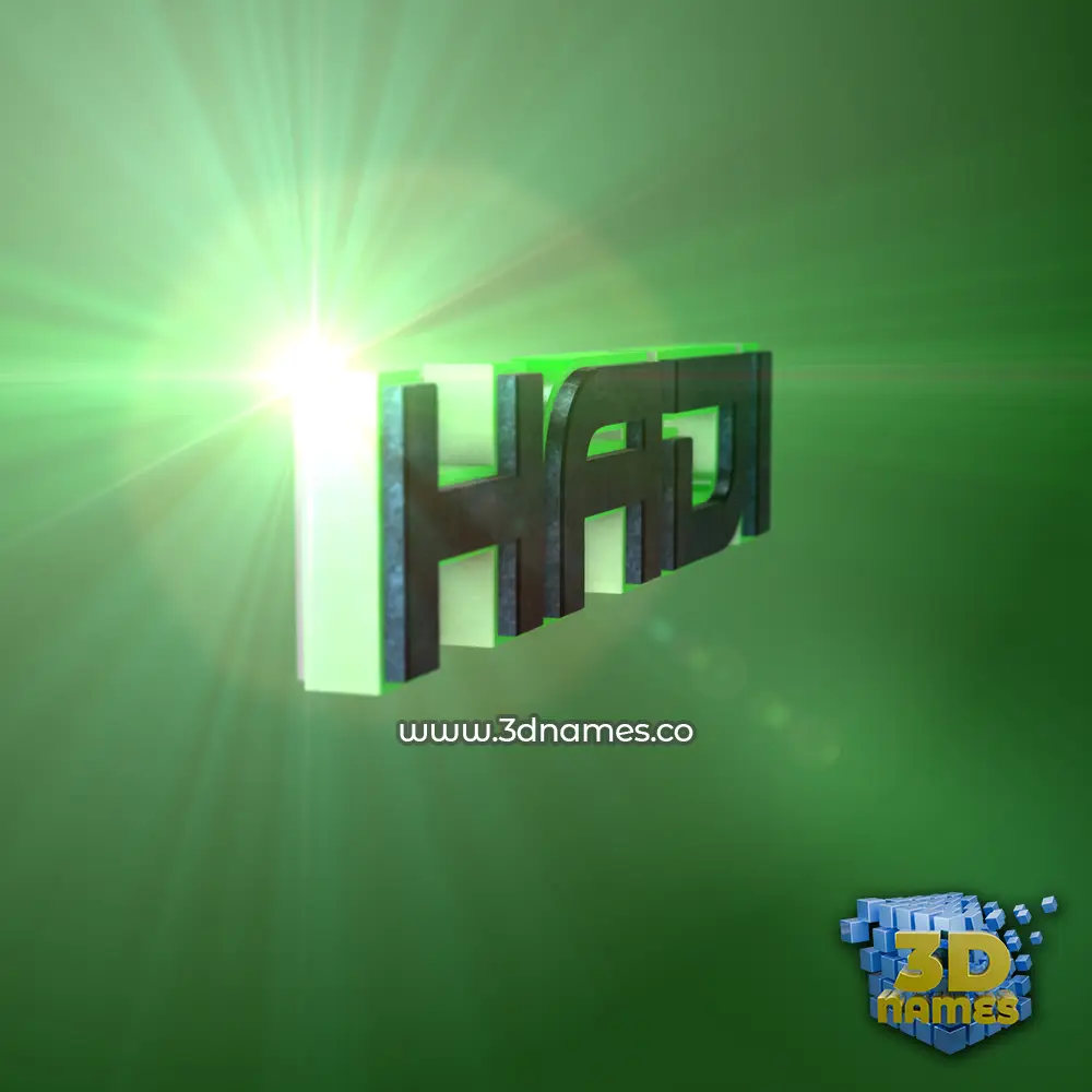 hadi in Green Light style - 3D name wallpaper