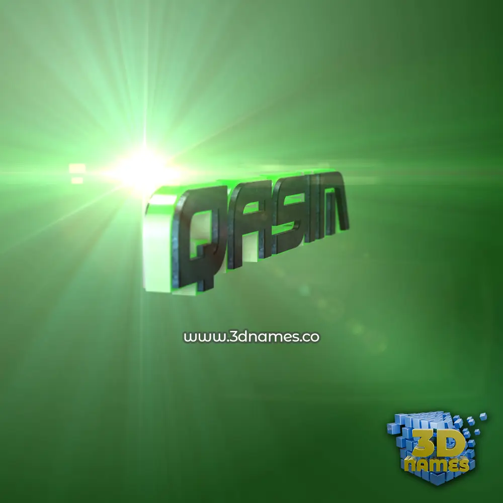 qasim in Green Light style - 3D name wallpaper