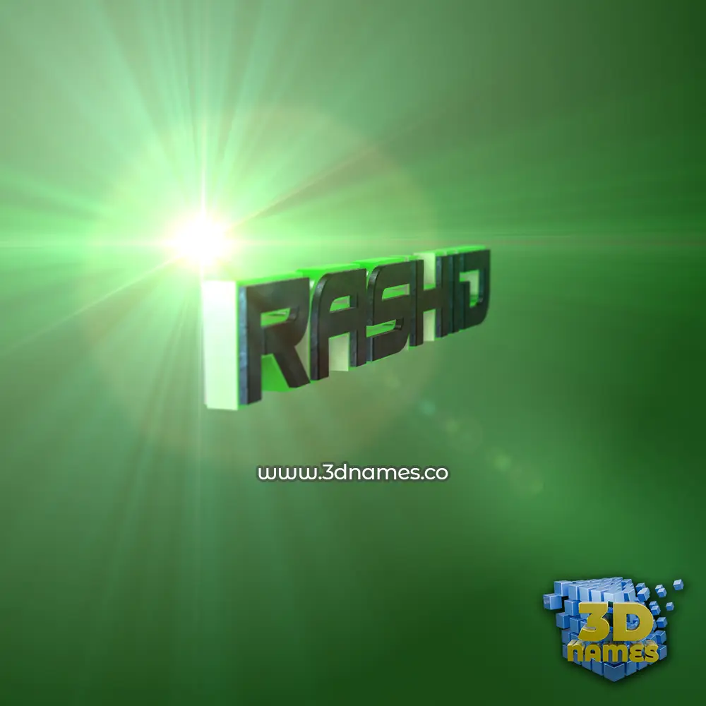 rashid in Green Light style - 3D name wallpaper
