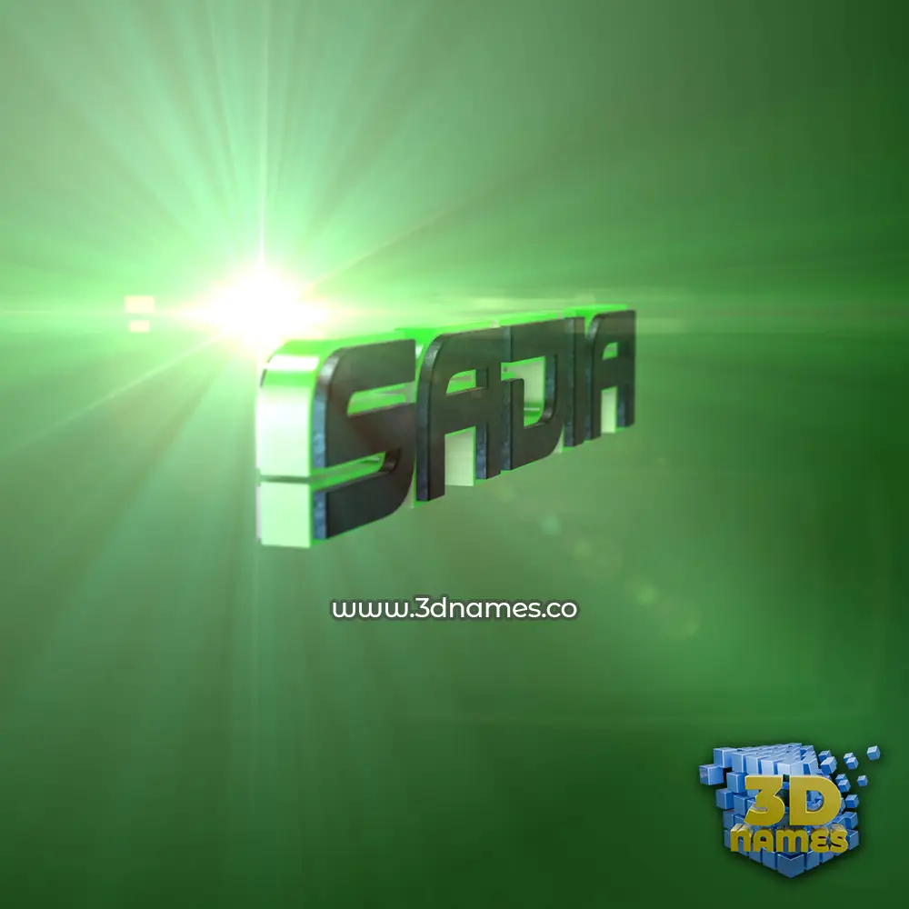 sadia in Green Light style - 3D name wallpaper