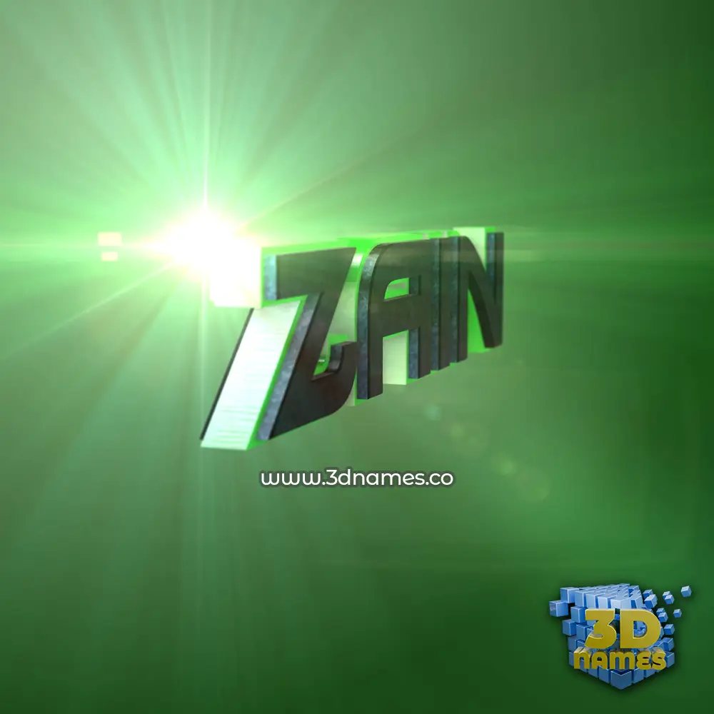 zain in Green Light style - 3D name wallpaper