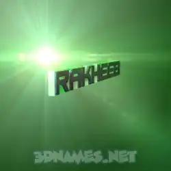 rakheeb in Green Light style - 3D name wallpaper