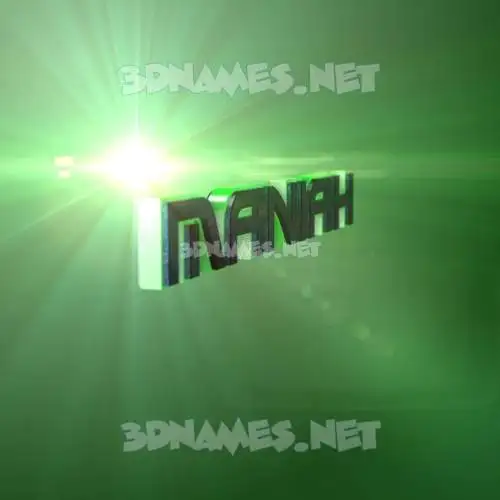 maniah in Green Light style - 3D name wallpaper