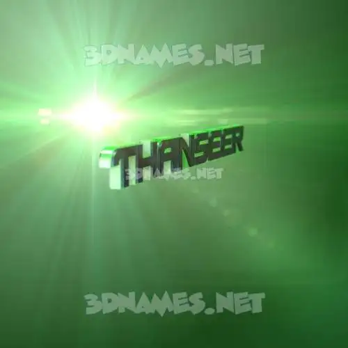 thanseer in Green Light style - 3D name wallpaper