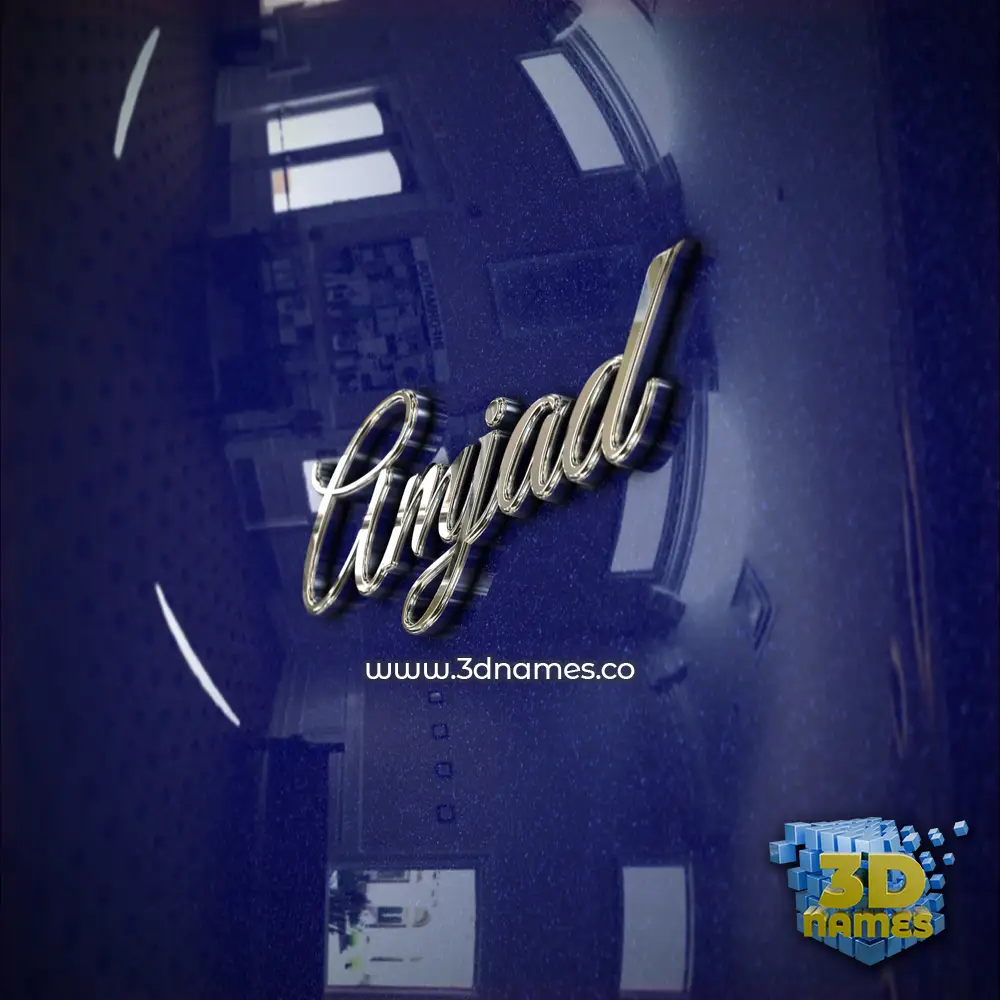 amjad in Metalic Blue style - 3D name wallpaper