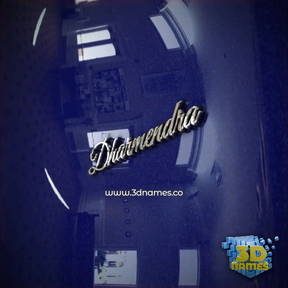 dharmendra in Metalic Blue style - 3D name wallpaper