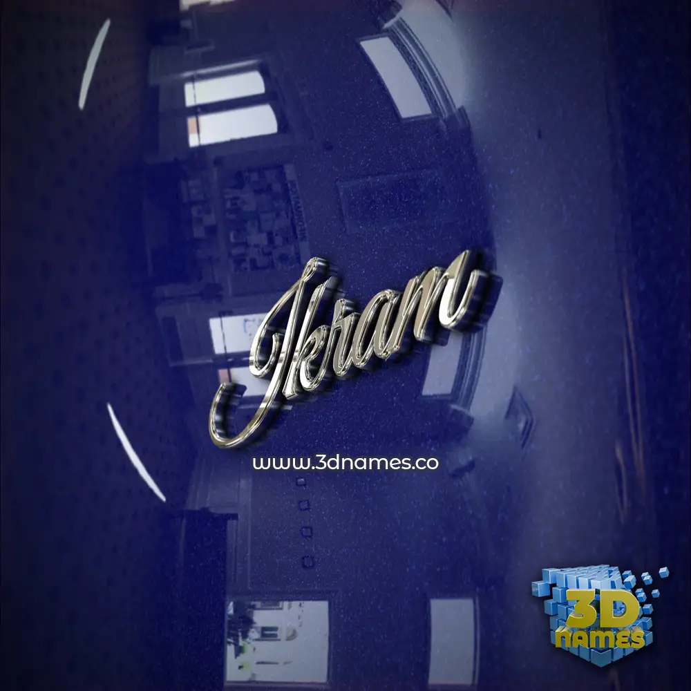 ikram in Metalic Blue style - 3D name wallpaper ikram in Metalic Blue style - 3D name wallpaper