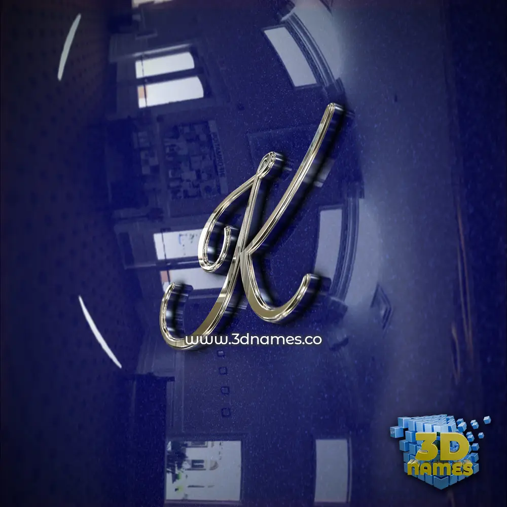 k in Metalic Blue style - 3D name wallpaper