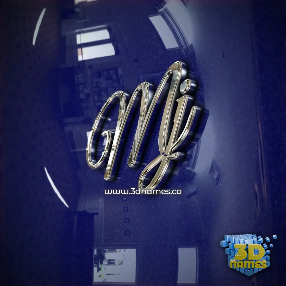 mj in Metalic Blue style - 3D name wallpaper