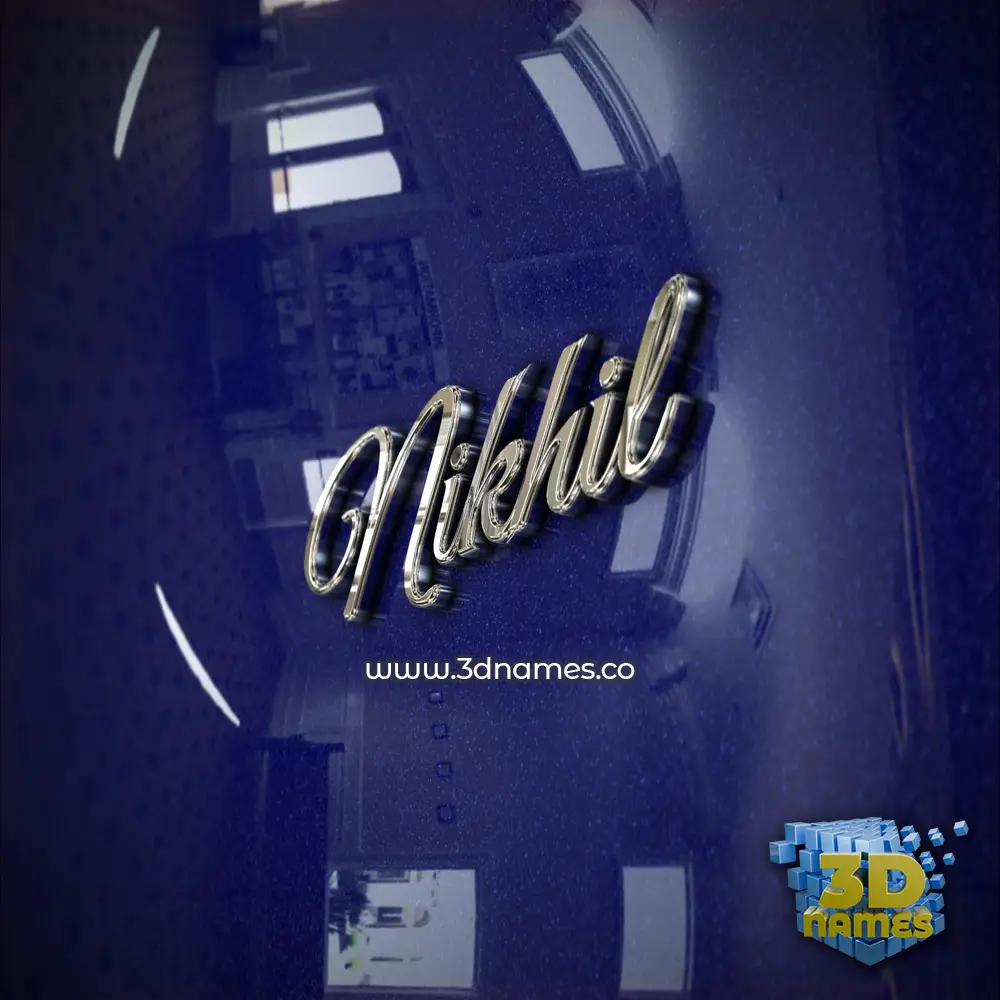 nikhil in Metalic Blue style - 3D name wallpaper