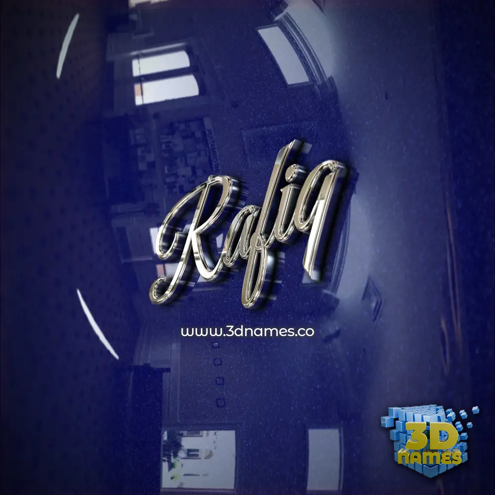 rafiq in Metalic Blue style - 3D name wallpaper