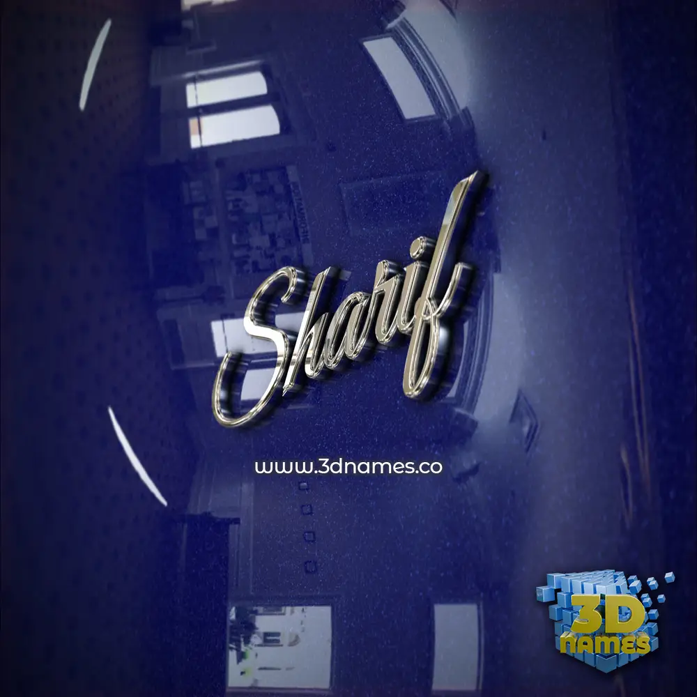 sharif in Metalic Blue style - 3D name wallpaper