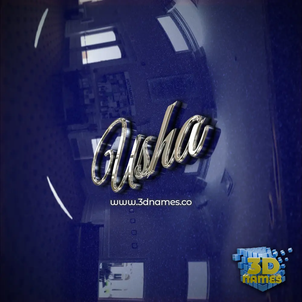 usha in Metalic Blue style - 3D name wallpaper