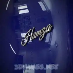 hamza in Metalic Blue style - 3D name wallpaper