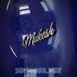 mukesh in Metalic Blue style - 3D name wallpaper