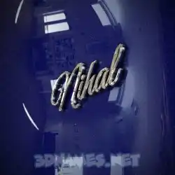 nihal in Metalic Blue style - 3D name wallpaper