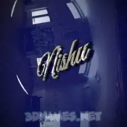 nishu in Metalic Blue style - 3D name wallpaper