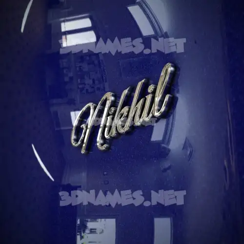 nikhil in Metalic Blue style - 3D name wallpaper