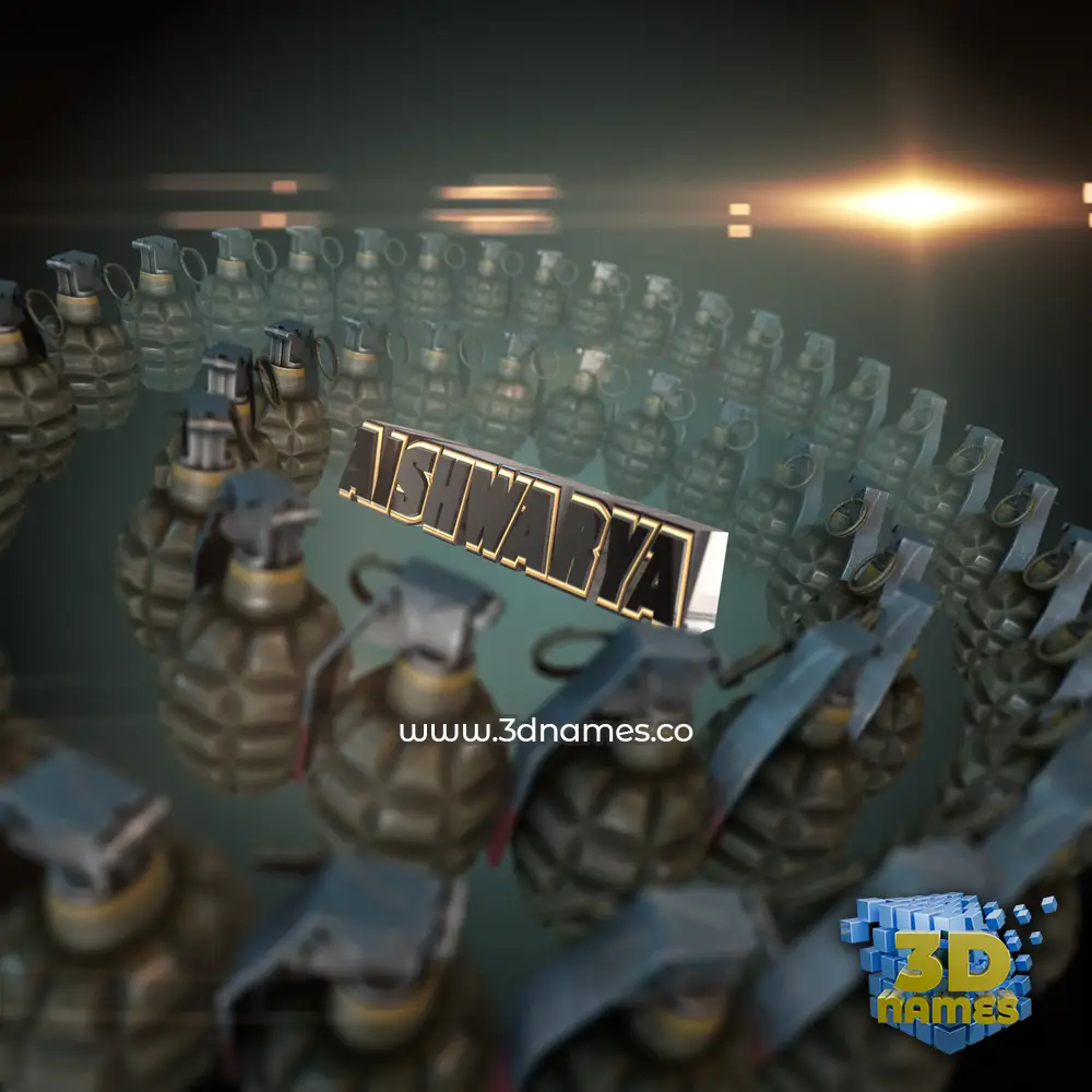 aishwarya in Grenades style - 3D name wallpaper