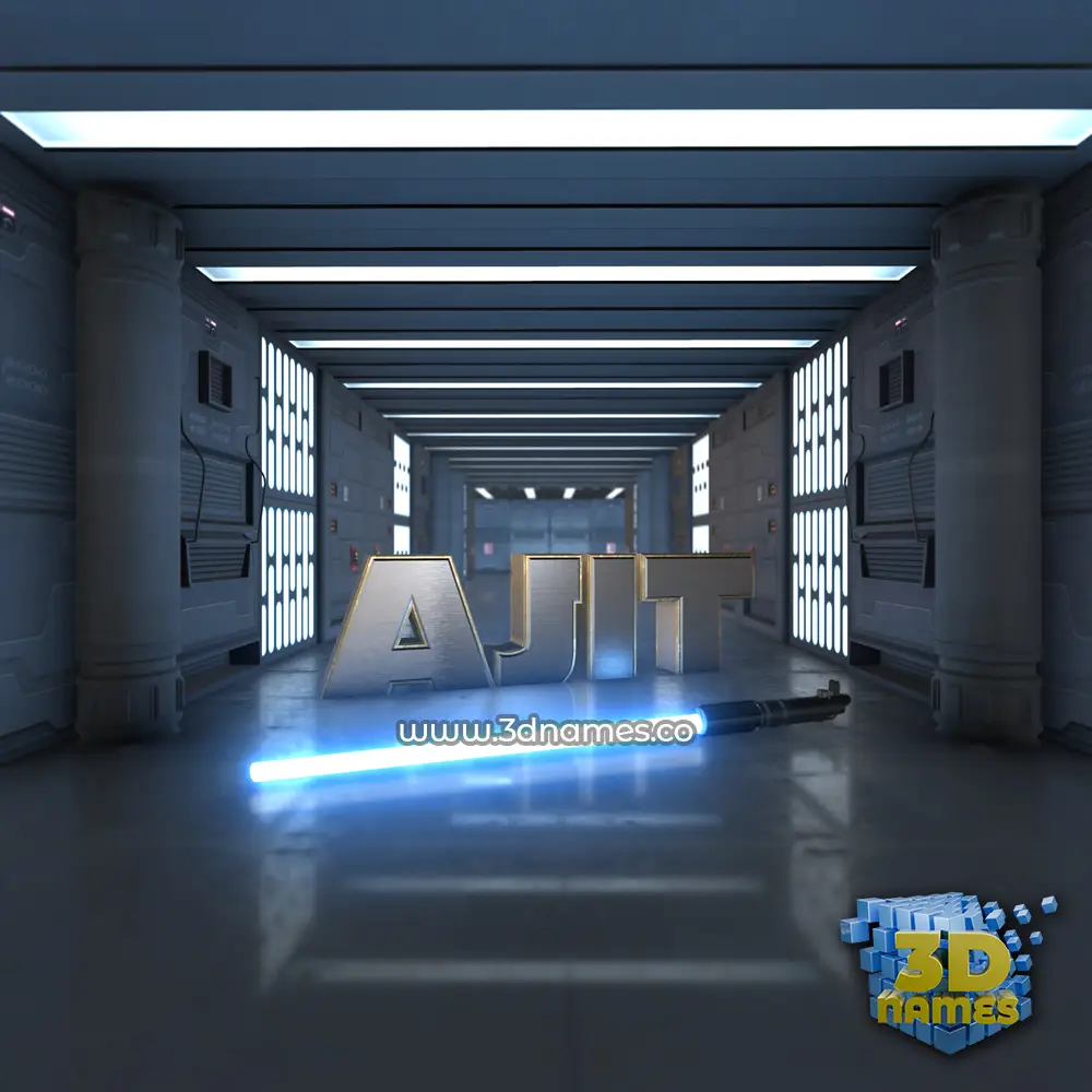 ajit in Light Saber style - 3D name wallpaper