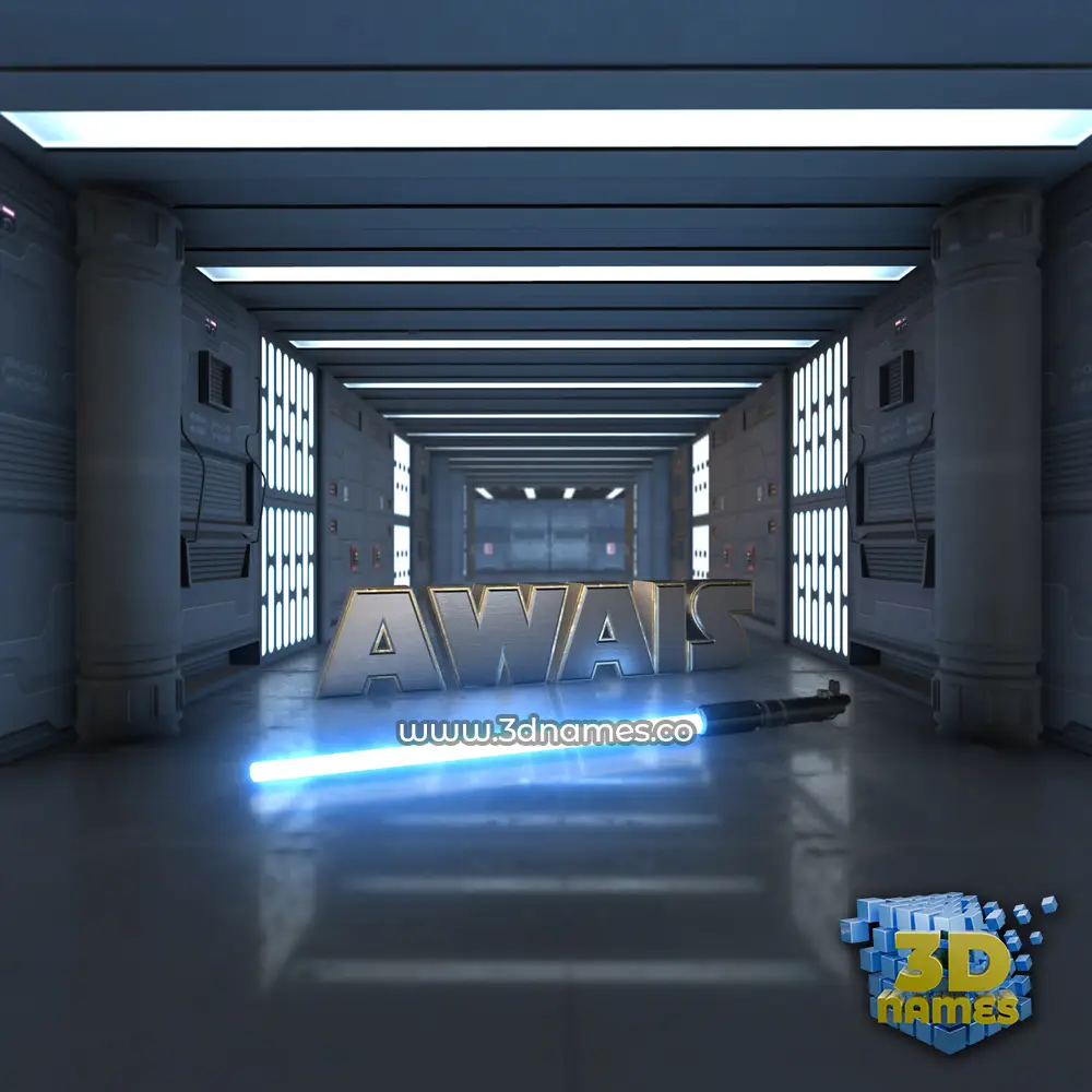 awais in Light Saber style - 3D name wallpaper
