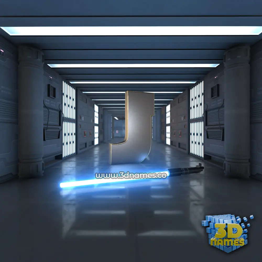 j in Light Saber style - 3D name wallpaper