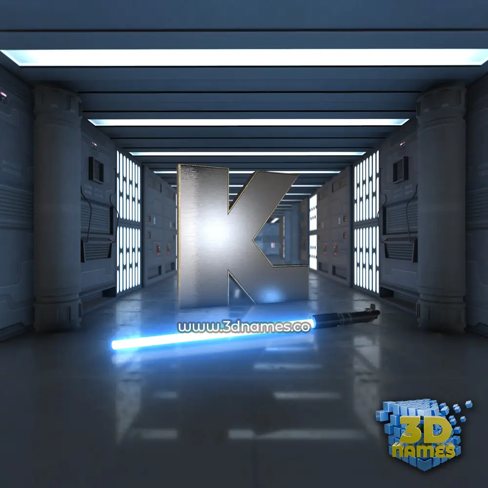 k in Light Saber style - 3D name wallpaper