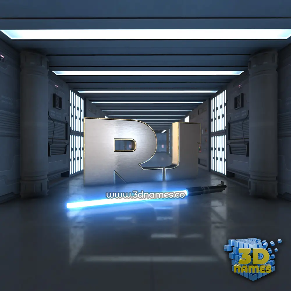 rj in Light Saber style - 3D name wallpaper