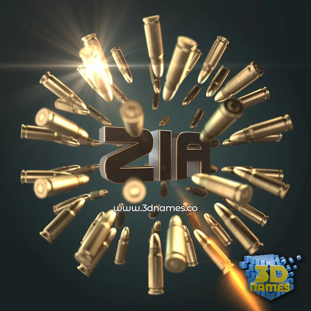 zia in Bullet Time style - 3D name wallpaper