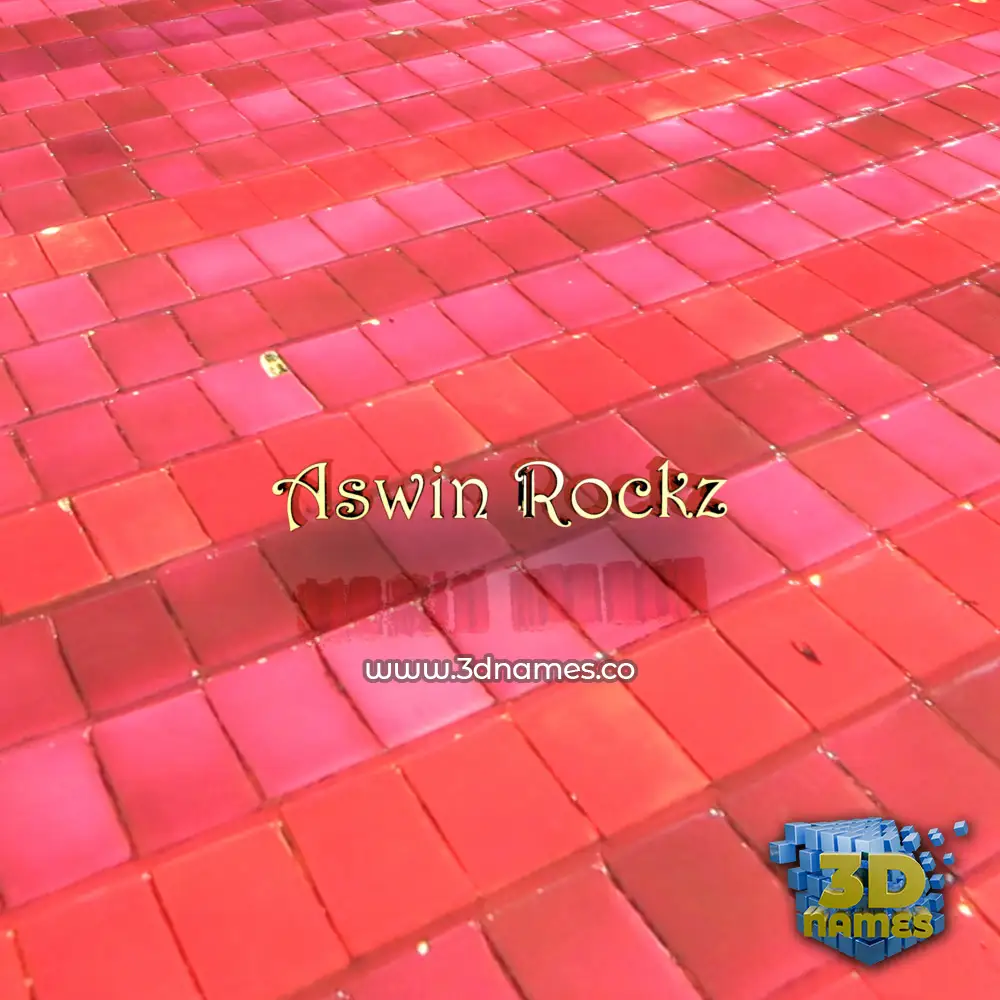 aswin rockz in Red Tiles style - 3D name wallpaper
