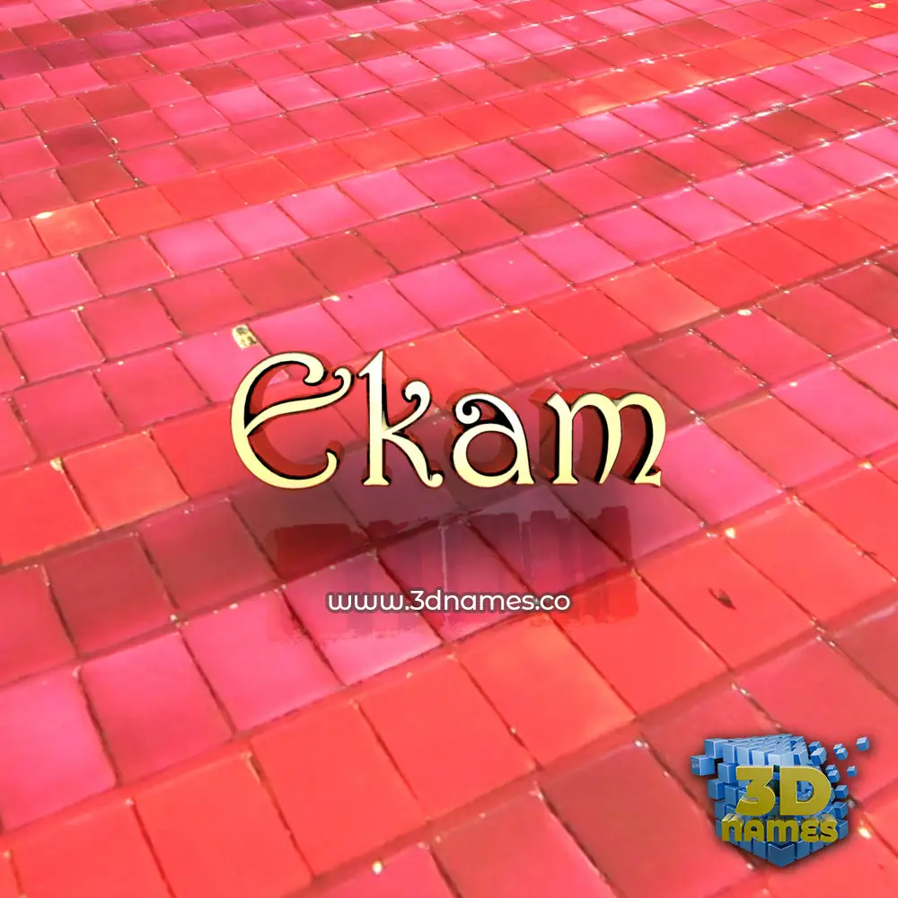 ekam in Red Tiles style - 3D name wallpaper