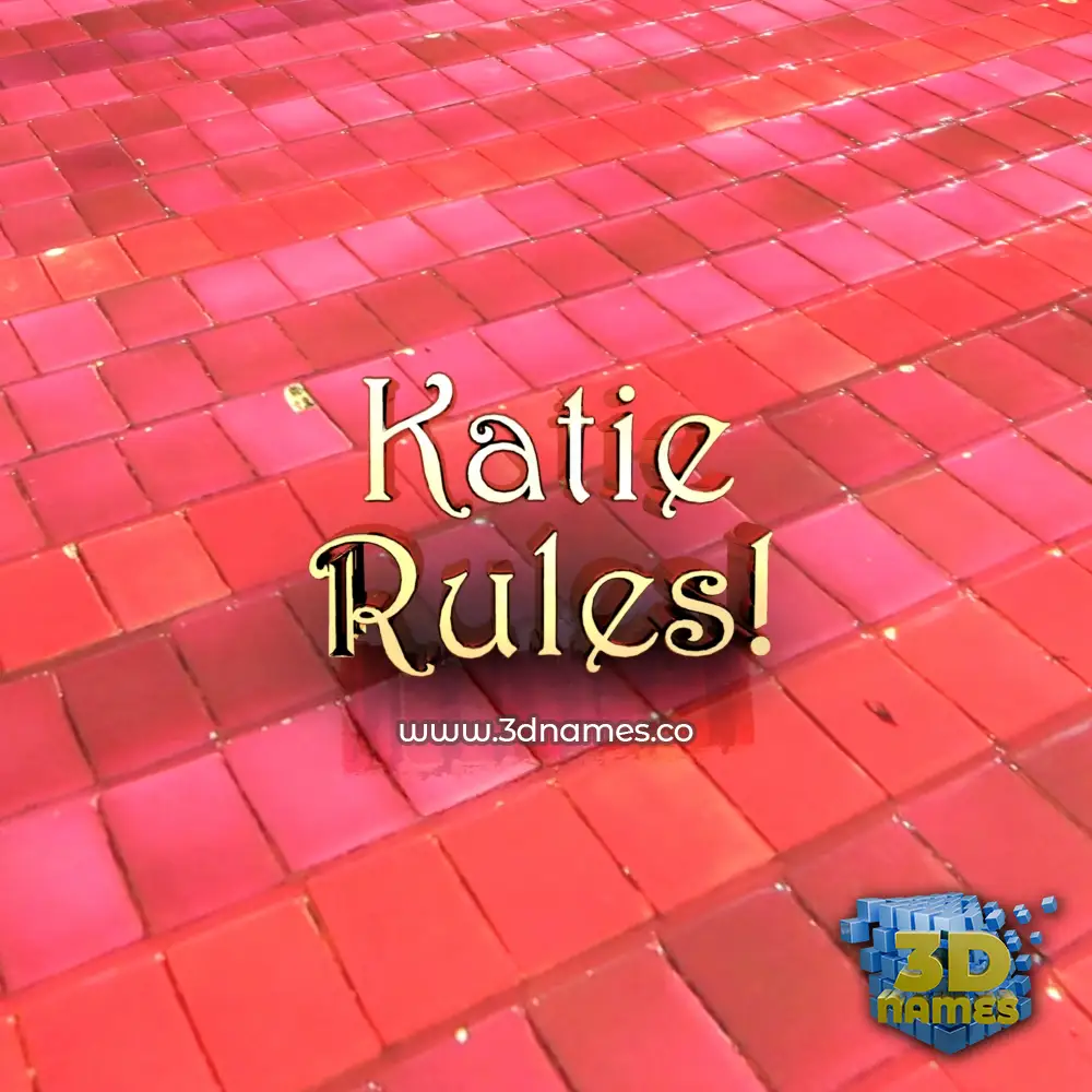 katie rules in Red Tiles style - 3D name wallpaper