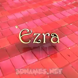 ezra in Red Tiles style - 3D name wallpaper